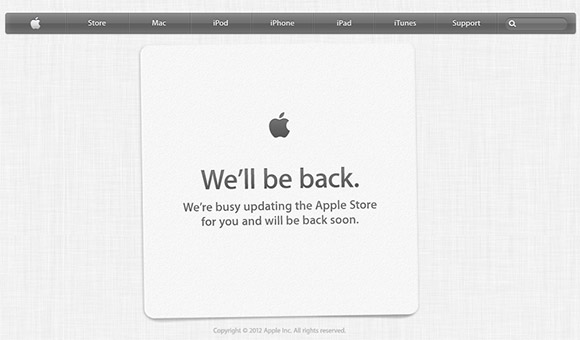Apple Store unavailable until iPhone 5 is announced