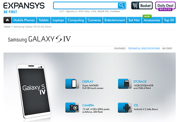 Expansys Leaked Galaxy S4 images