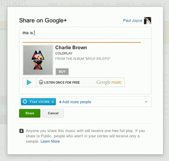 Share music on Google+