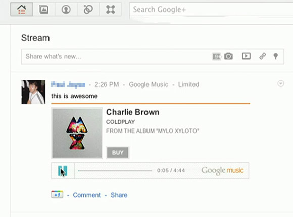 Google music shared on Google plus