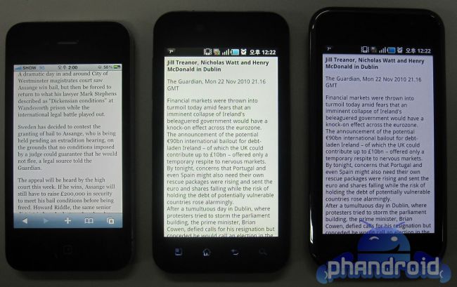 LG B compared to iPhone 4 and Galaxy S