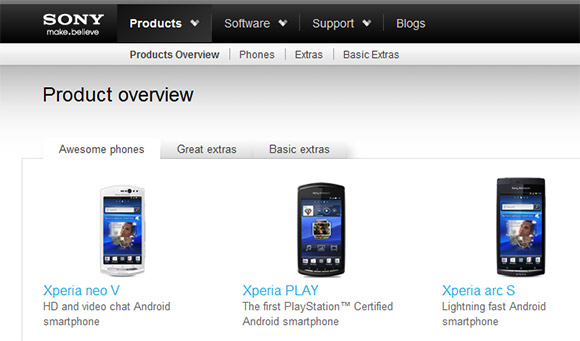 Sony Mobile with a new home online