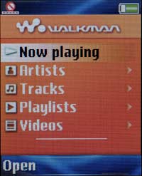 W550 Walkman menu