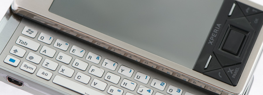 Sony Ericsson Xperia X1 with full QWERTY keyboard shown