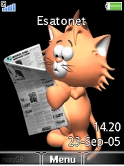 Cat reading newspaper theme for Sony Ericsson W995