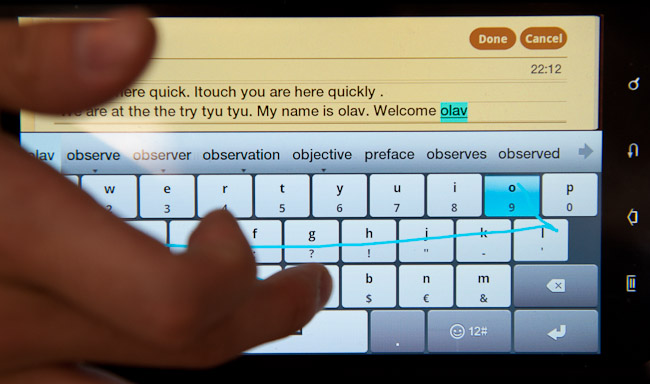 TouchPal Android text gesture input by sliding finger