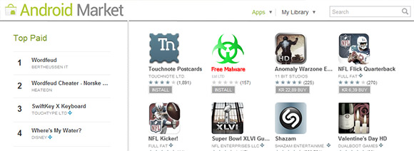 New malware analyser for Android Market