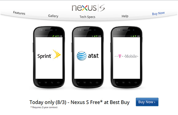 Google Nexus S info page