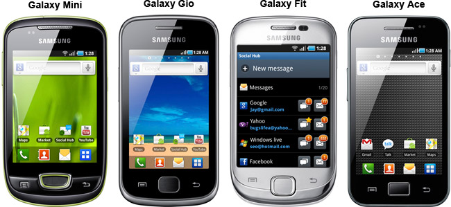 Samsung Galaxy Ace, Fit, Mini, Gio