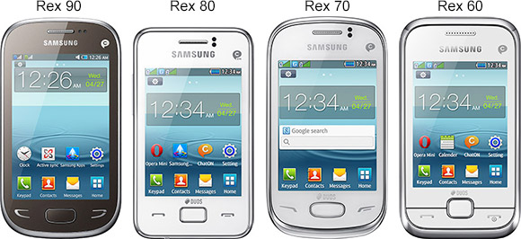 Samsung Rex 90, Rex 80, Rex 70 and Rex 60 dual-SIM phones