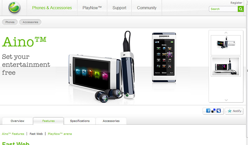 Sony Ericsson new web site