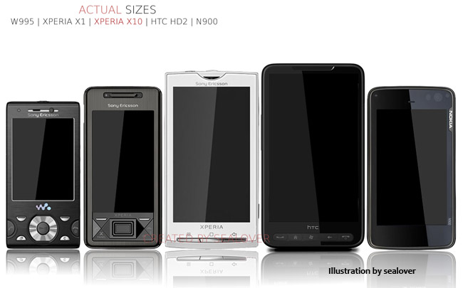 Sony Ericsson Xperia X10 compared to X1 X2 N900 HD2 W995