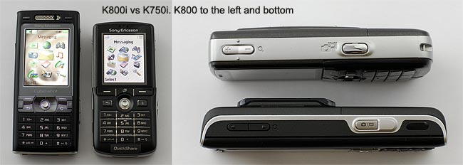 Sony Ericsson K800 vs K750