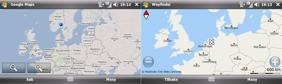 Google Maps and Wayfinder