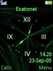 Green Analog Clock. theme for Sony Ericsson K810 / K810i