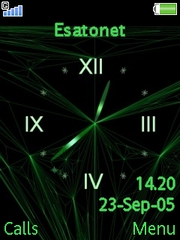 Green Analog Clock. theme for Sony Ericsson K790 / K790i