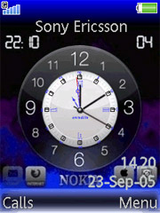 Blue Clock theme for Sony Ericsson W580 / W580i