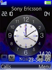 Blue Clock theme for Sony Ericsson S500 / S500i