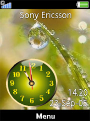 Rain Drop Clock theme for Sony Ericsson G705